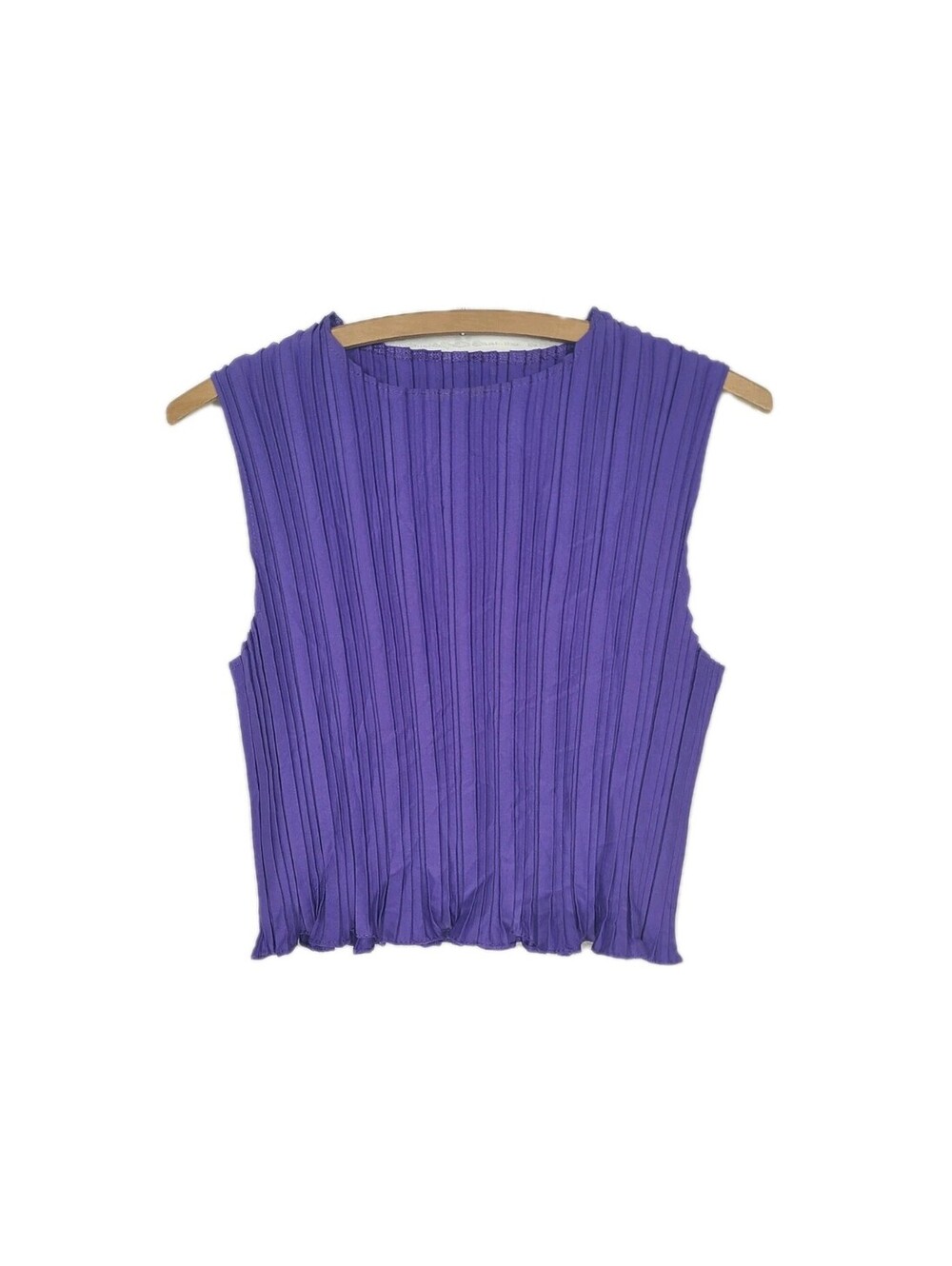Vintage Y2K Pleated Cotton Shirt Accordion Fold Purple Womens Open Size